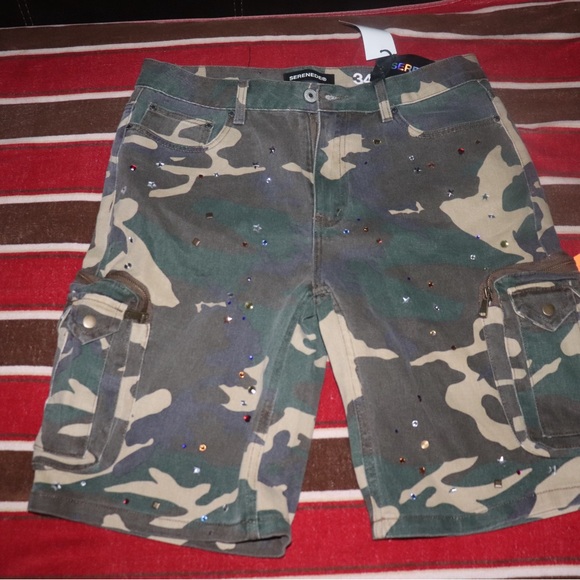 SERENEDE CACHE-1 CACHE DENIM SHORTS(Overzized) Camouflage Cargo Shorts (NEW)